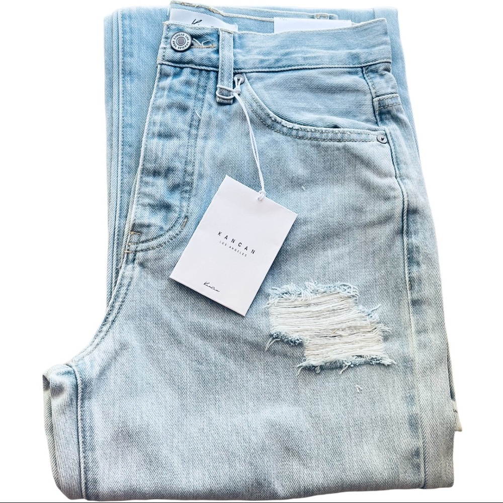 New Kan Can Wide Leg Light Wash High Waist Button Fly Jeans 90s Size 28 - Picture 8 of 8